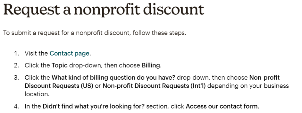 Mailchimp nonprofit - Request a discount